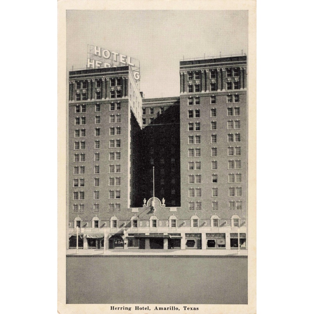 Herring Hotel Amarillo Texas Postcard Graycraft Natural-Finish Unused VG+ - Picture 1 of 2